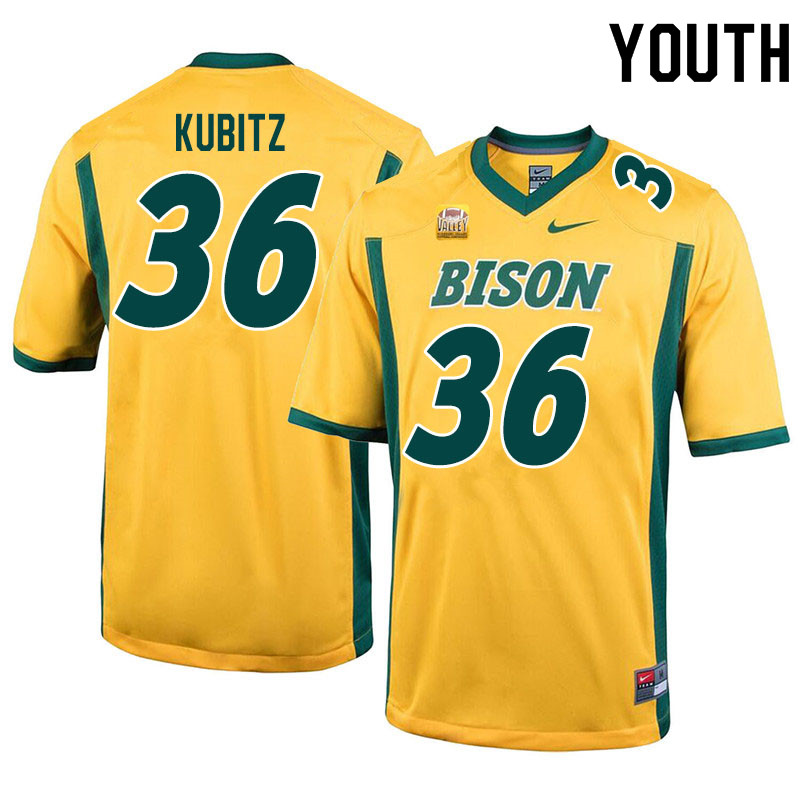 Youth #36 Nick Kubitz North Dakota State Bison College Football Jerseys Sale-Yellow - Click Image to Close